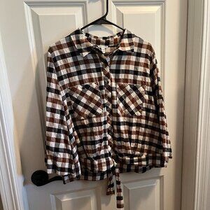 Cato Front Tie Flair Sleeve Shirt